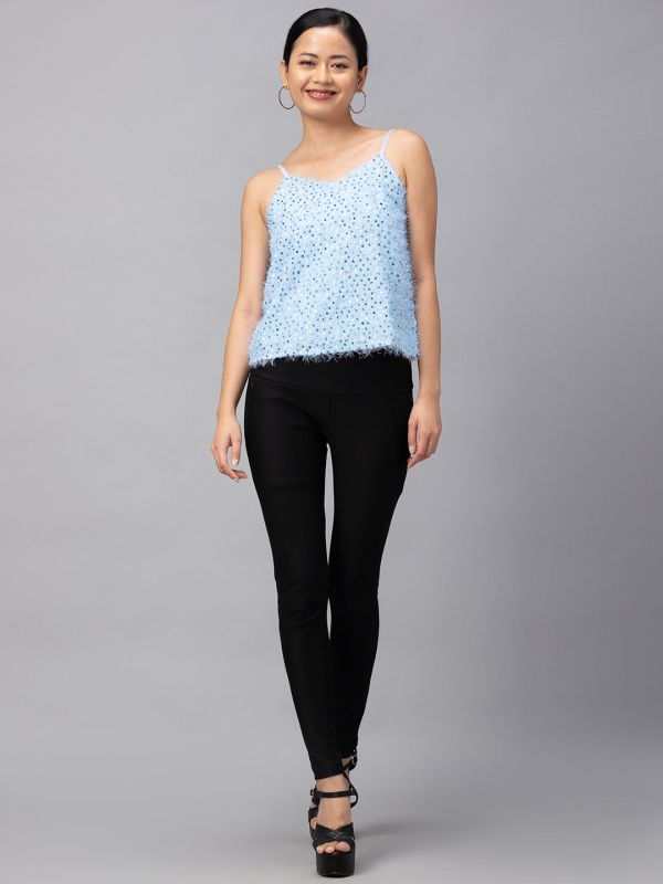 Globus Blue Embellished Strappy Top