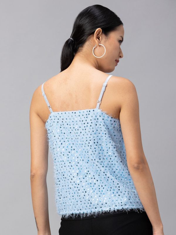 Globus Blue Embellished Strappy Top