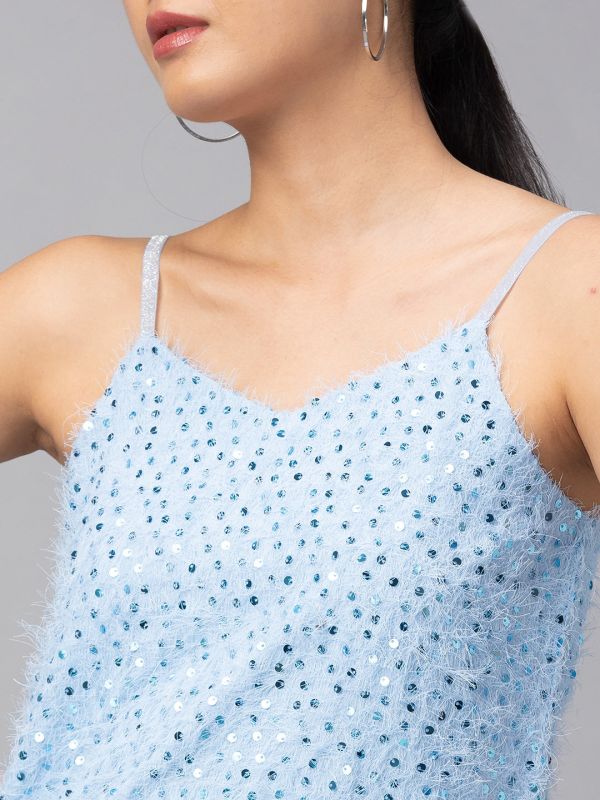 Globus Blue Embellished Strappy Top