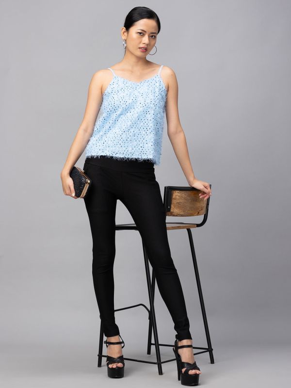 Globus Blue Embellished Strappy Top