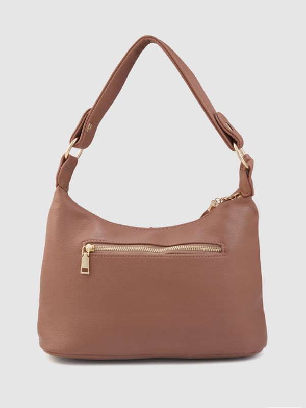 Globus Women Taupe Solid Casual Hobo Bag