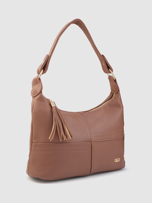 Globus Women Taupe Solid Casual Hobo Bag