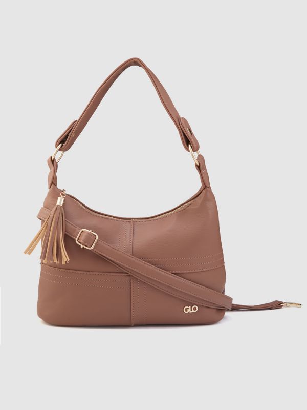 Globus Women Taupe Solid Casual Hobo Bag