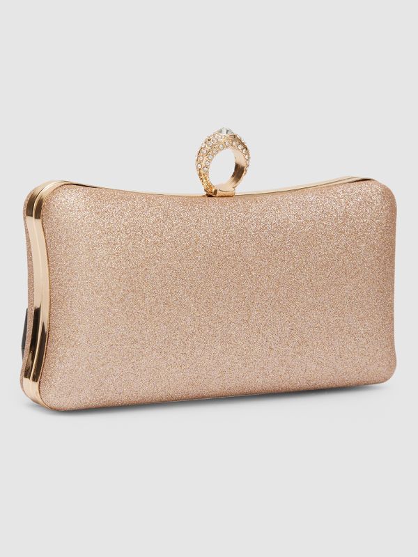 Globus Women Rose Gold Embellished Party Box Clutch