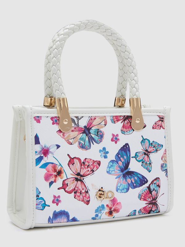 Globus Women White Printed Casual Handheld Bag