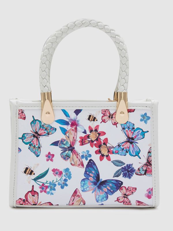 Globus Women White Printed Casual Handheld Bag