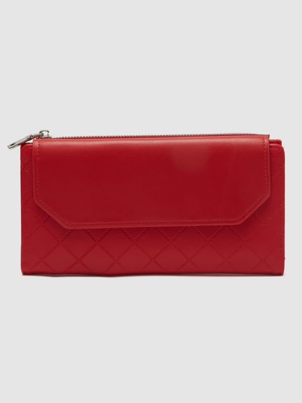 Globus Women Red Textured Envelope Wallet