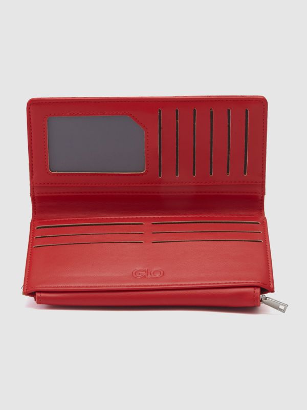 Globus Women Red Textured Envelope Wallet