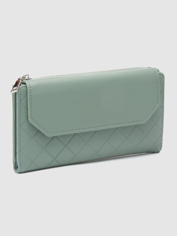 Globus Women Mint Green Textured Envelope Wallet