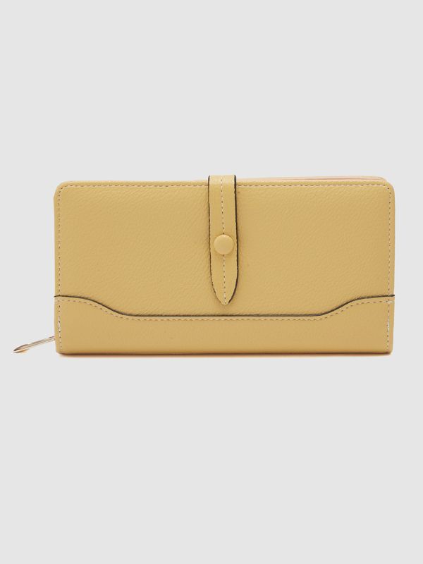 Globus Women Mustard Textured Zip Around Wallet