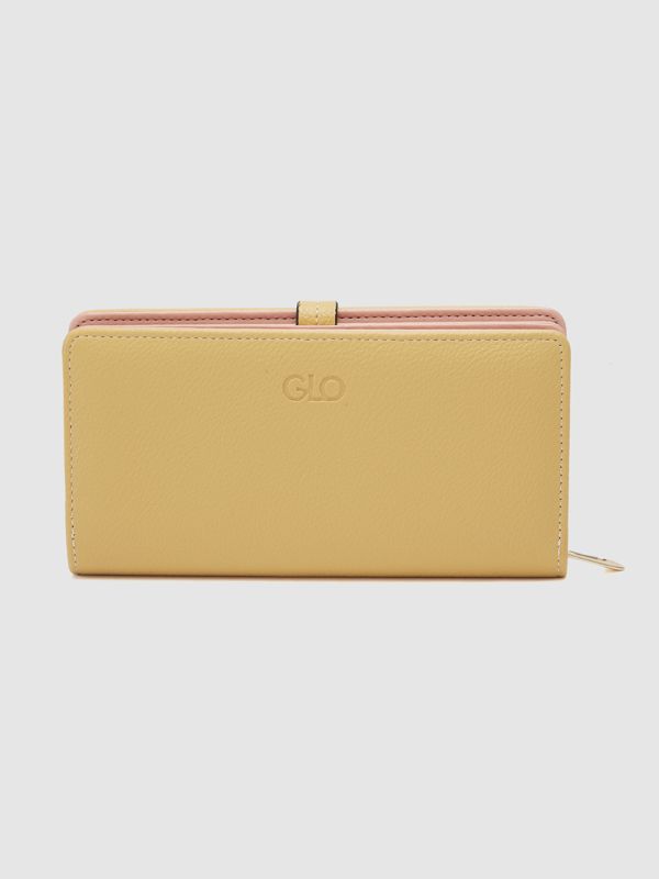 Globus Women Mustard Textured Zip Around Wallet