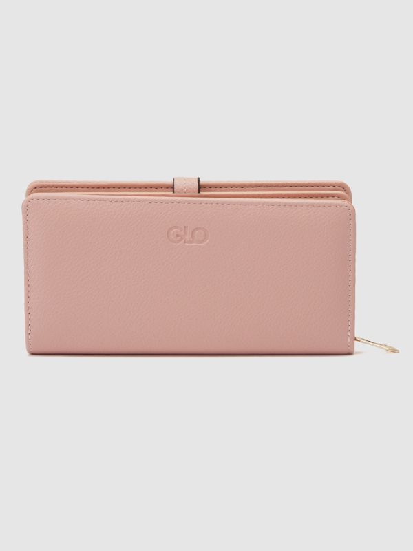 Globus Women Nude Textured Zip Around Wallet