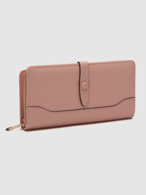 Globus Women Nude Textured Zip Around Wallet