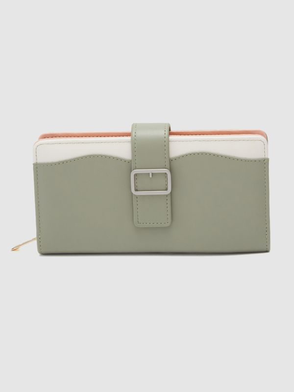 Globus Women Mint Green Colourblocked Zip Around Wallet