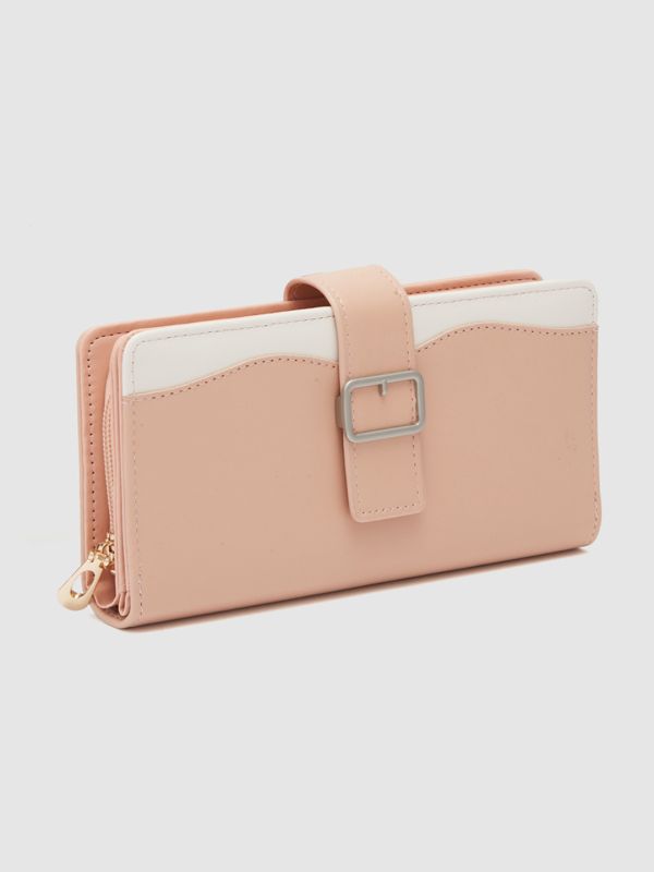 Globus Women Nude Colourblocked Zip Around Wallet