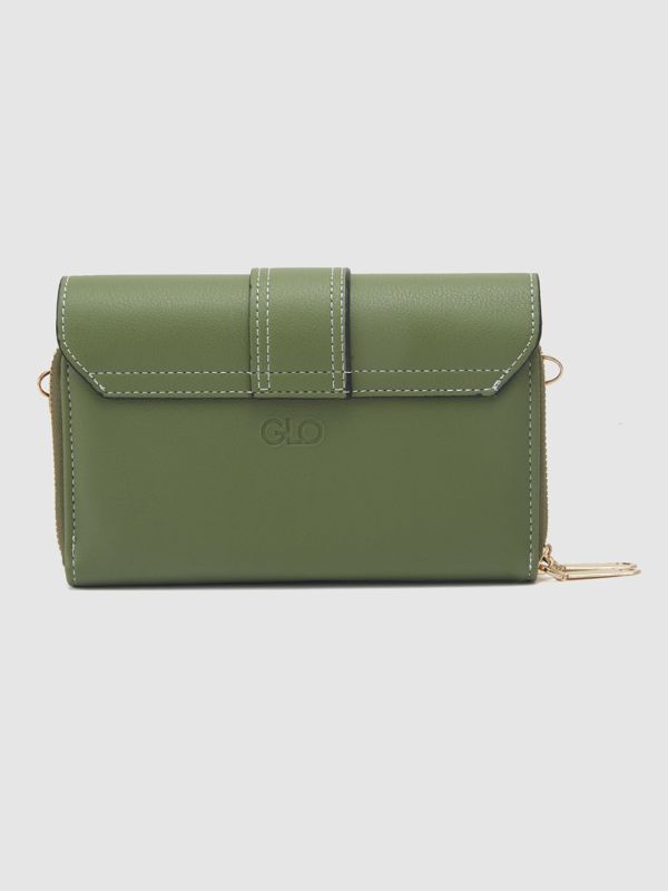 Globus Women Olive Solid Envelope Wallet