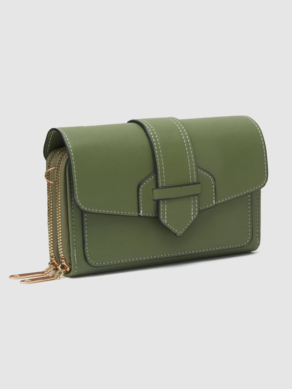 Globus Women Olive Solid Envelope Wallet