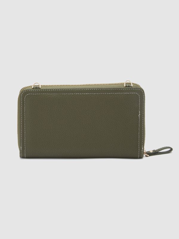 Globus Women Olive Textured Zip Around Wallet