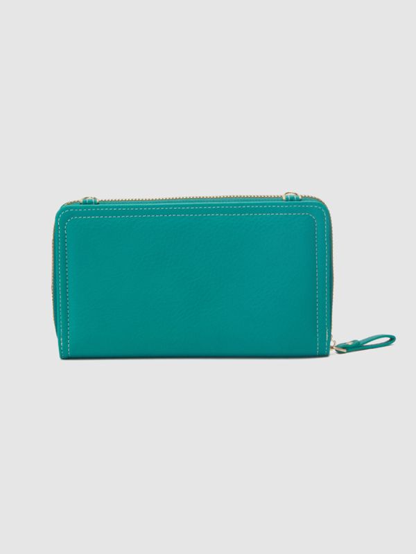 Globus Women Green Textured Zip Around Wallet