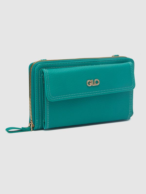 Globus Women Green Textured Zip Around Wallet