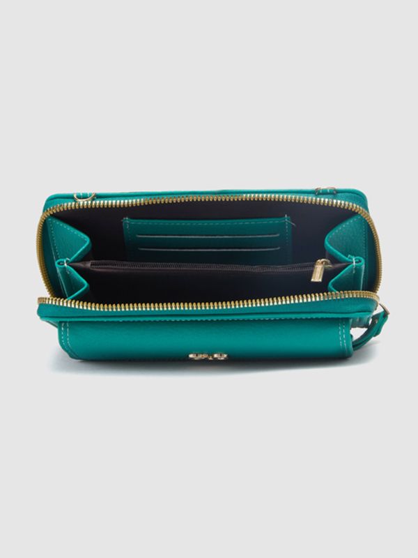 Globus Women Green Textured Zip Around Wallet