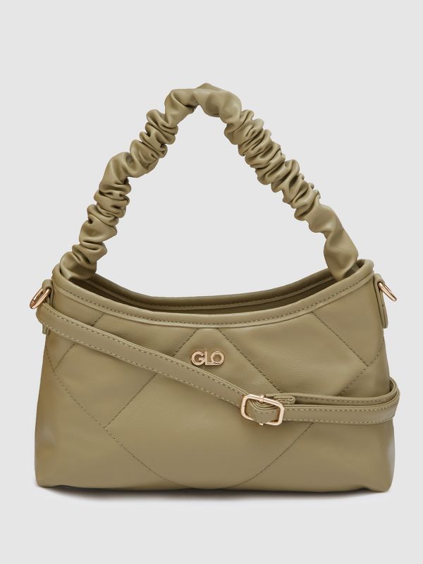 Globus Women Olive Textured Casual Hobo Bag