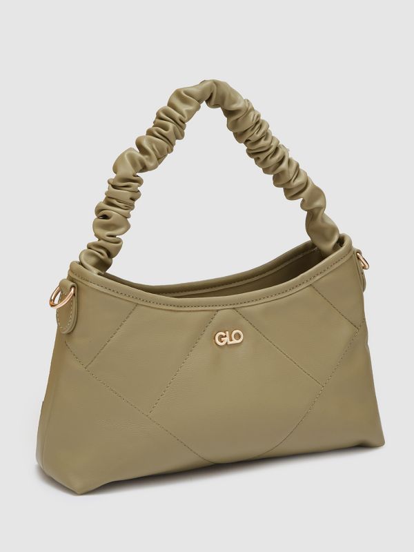 Globus Women Olive Textured Casual Hobo Bag