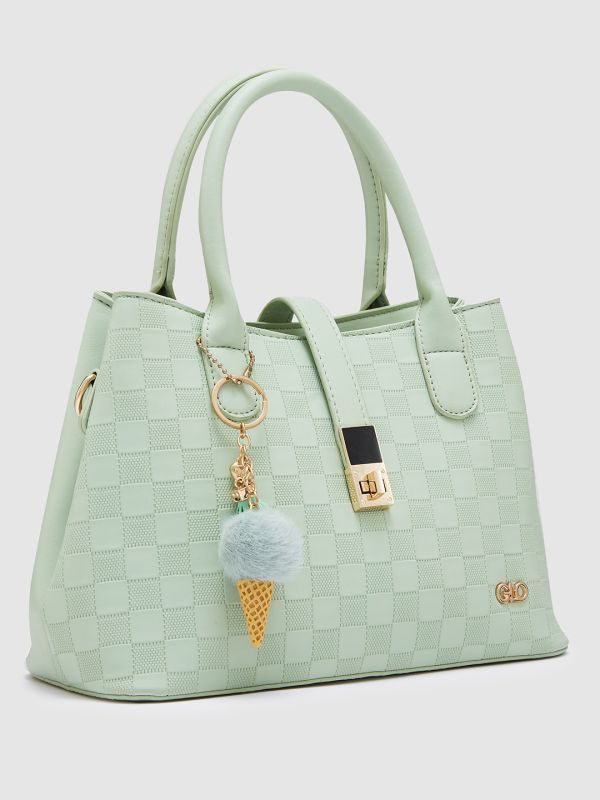 Globus Women Mint Green Textured Casual Handheld Bag