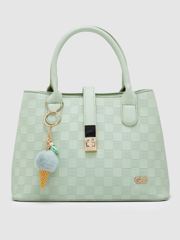 Globus Women Mint Green Textured Casual Handheld Bag