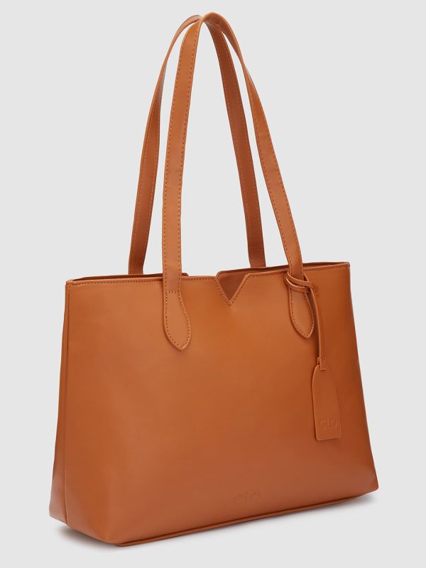 Globus Women Tan Solid Casual Tote Bag