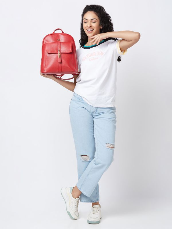 Globus Women Red Solid Smart Casual Backpack