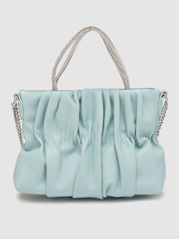 Globus Women Mint Green Self Design Party Handheld Bag