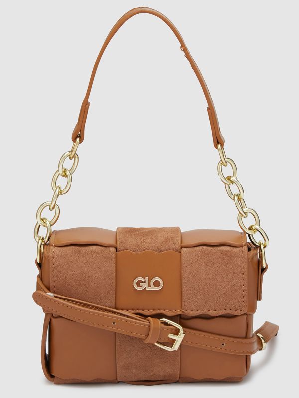 Globus Women Brown Self Design Casual Handheld Bag