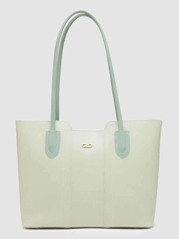 Globus Women Mint Green Solid Casual Tote Bag