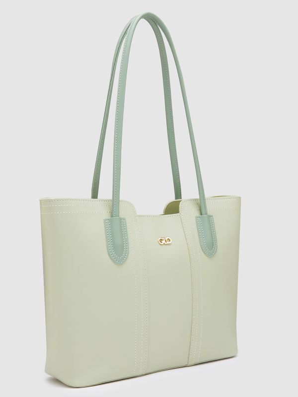 Globus Women Mint Green Solid Casual Tote Bag