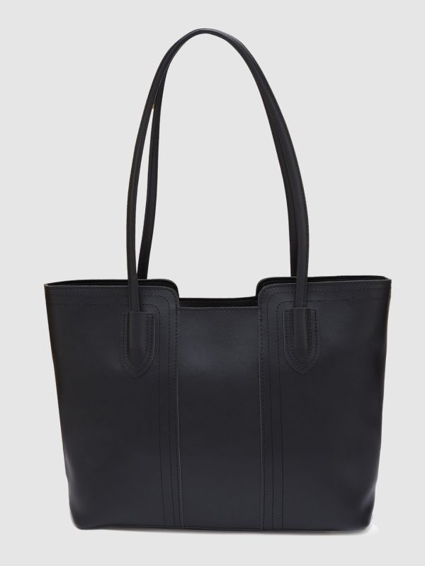 Globus Women Black Solid Casual Tote Bag