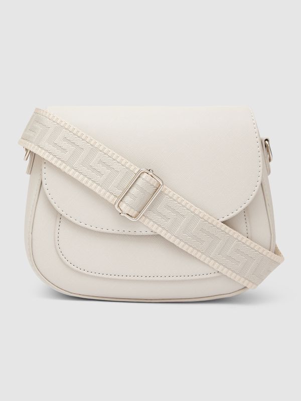 Globus Women Ivory Solid Vegan Leather Sling Bag