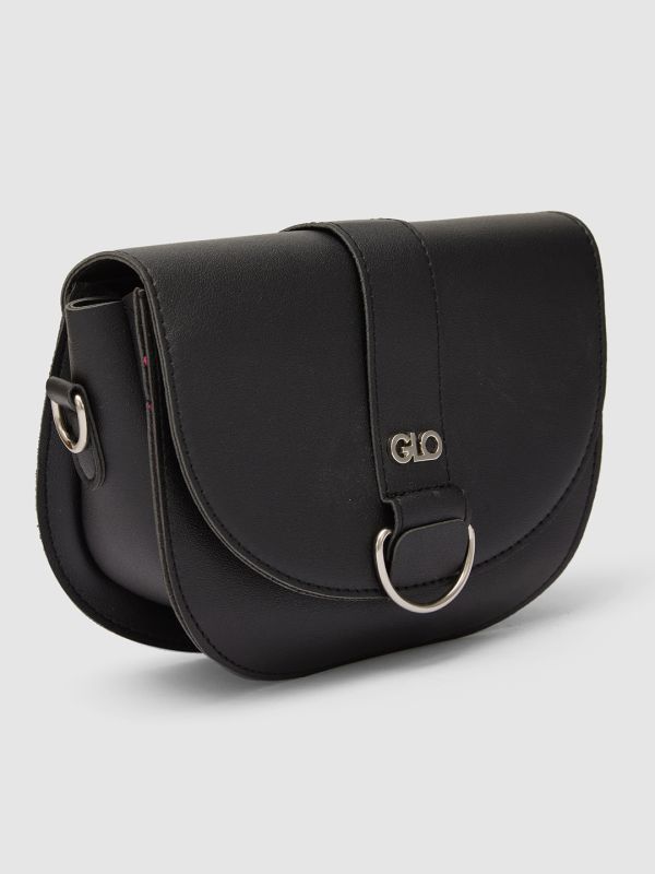 Globus Women Black Solid Vegan Leather Sling Bag