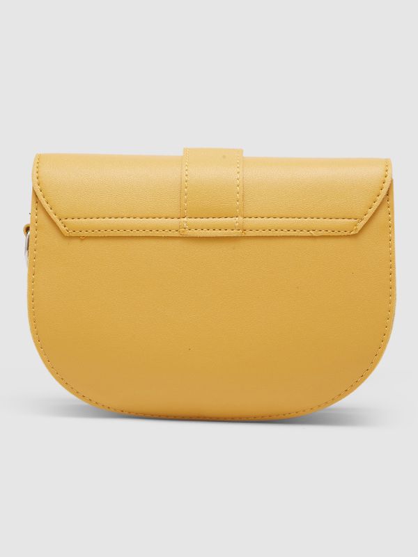 Globus Women Mustard Solid Vegan Leather Sling Bag