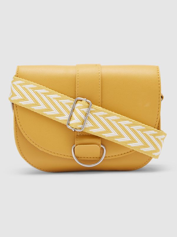 Globus Women Mustard Solid Vegan Leather Sling Bag