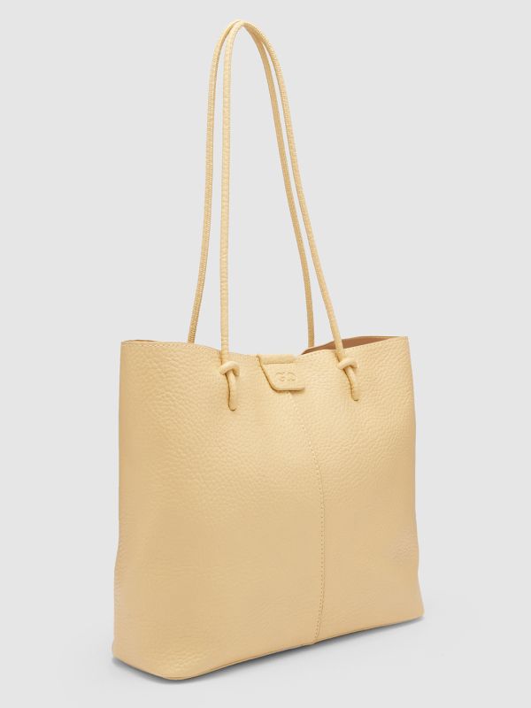 Globus Women Mustard Textured Vegan Leather Tote Bag