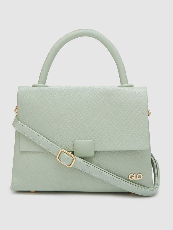 Globus Women Mint Green Textured Casual Handheld Bag