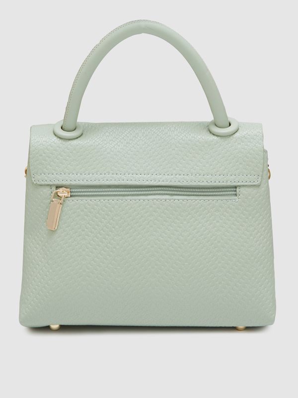 Globus Women Mint Green Textured Casual Handheld Bag