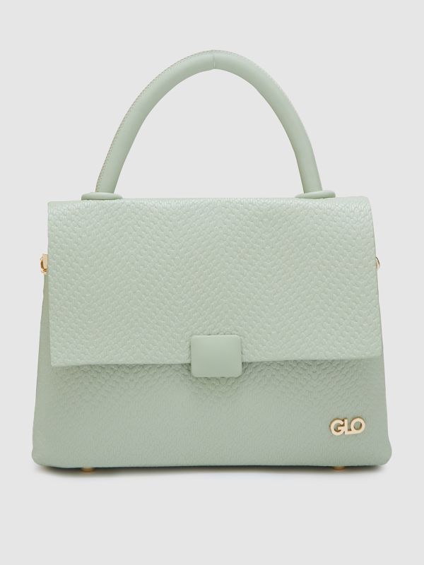 Globus Women Mint Green Textured Casual Handheld Bag