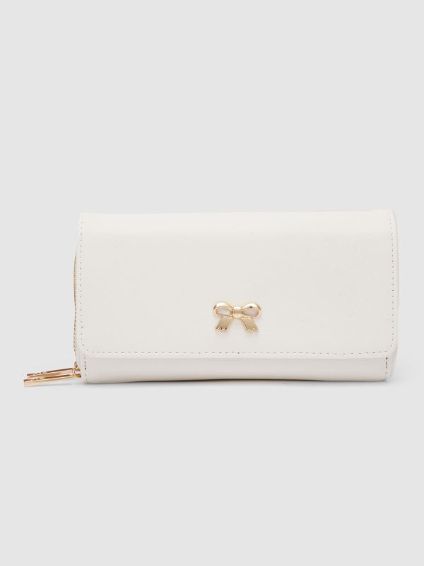 Globus Women White Solid Vegan Leather Envelope Wallet with Wrist Loop