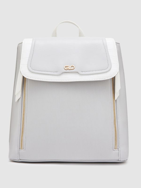 Globus Women Light Grey Solid Smart Casual Backpack