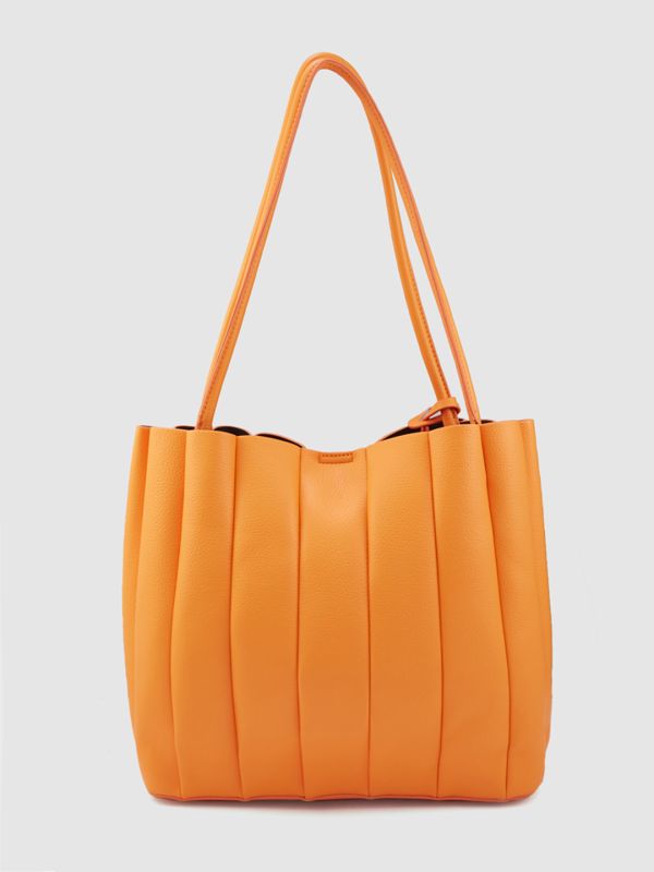 Globus Women Orange Textured Casual Shoulder Bag