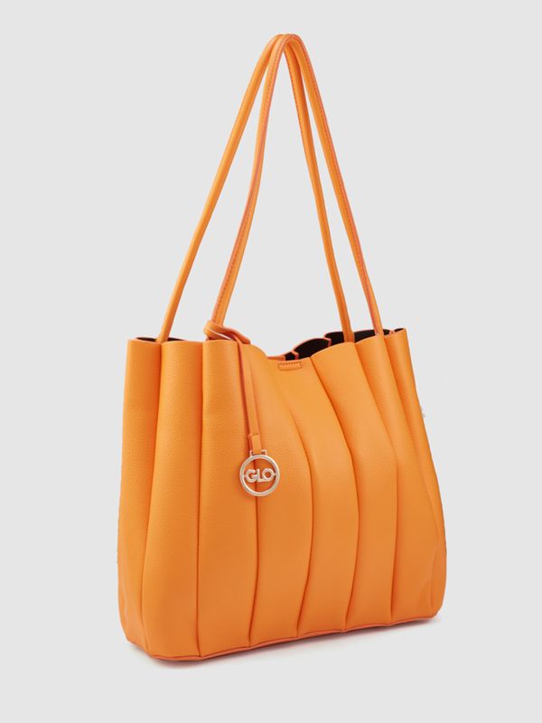 Globus Women Orange Textured Casual Shoulder Bag