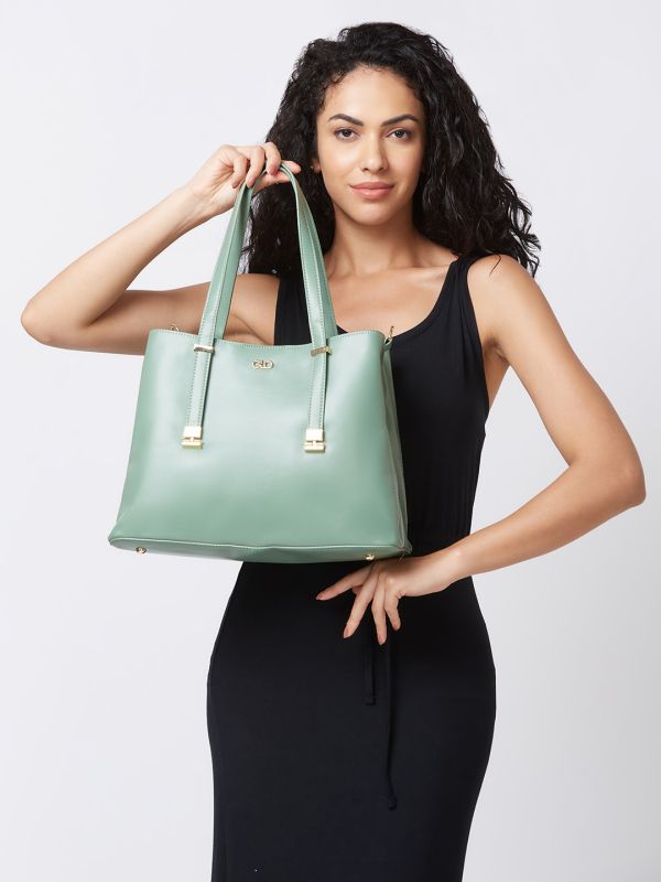 Globus Women Sage Green Solid Casual Handheld Bag