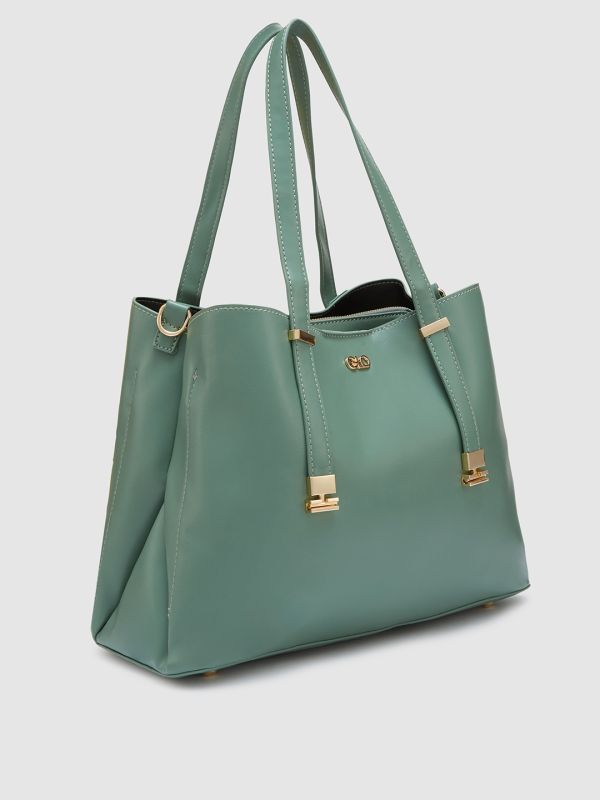 Globus Women Sage Green Solid Casual Handheld Bag